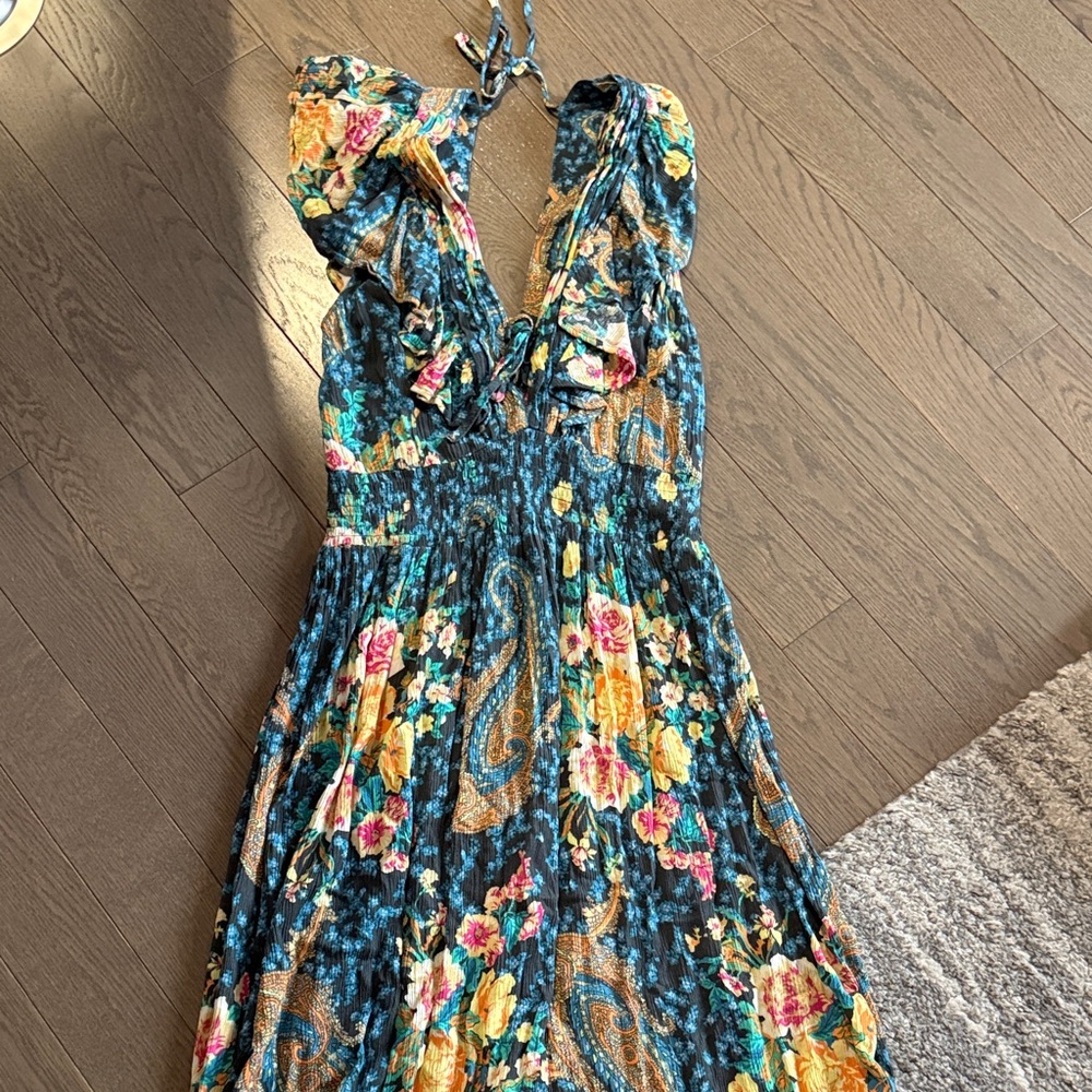 O'Neill Floral Maxi Dress in Teal, Yellow, Pink